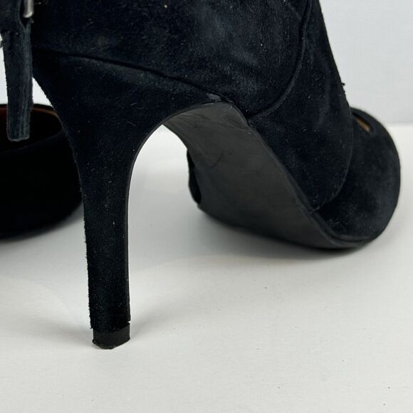 Tesori Black Suede Cross Strap Heels Size 6.5M Elegant Dress Shoes Cocktail date - Picture 7 of 11